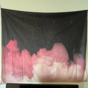 Black and Pink Clouds Tapestry
